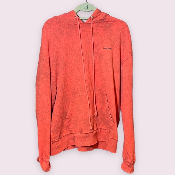COLLUSION Oversized Hoodie - Red Stone Wash - Medium - Picture 1 of 2